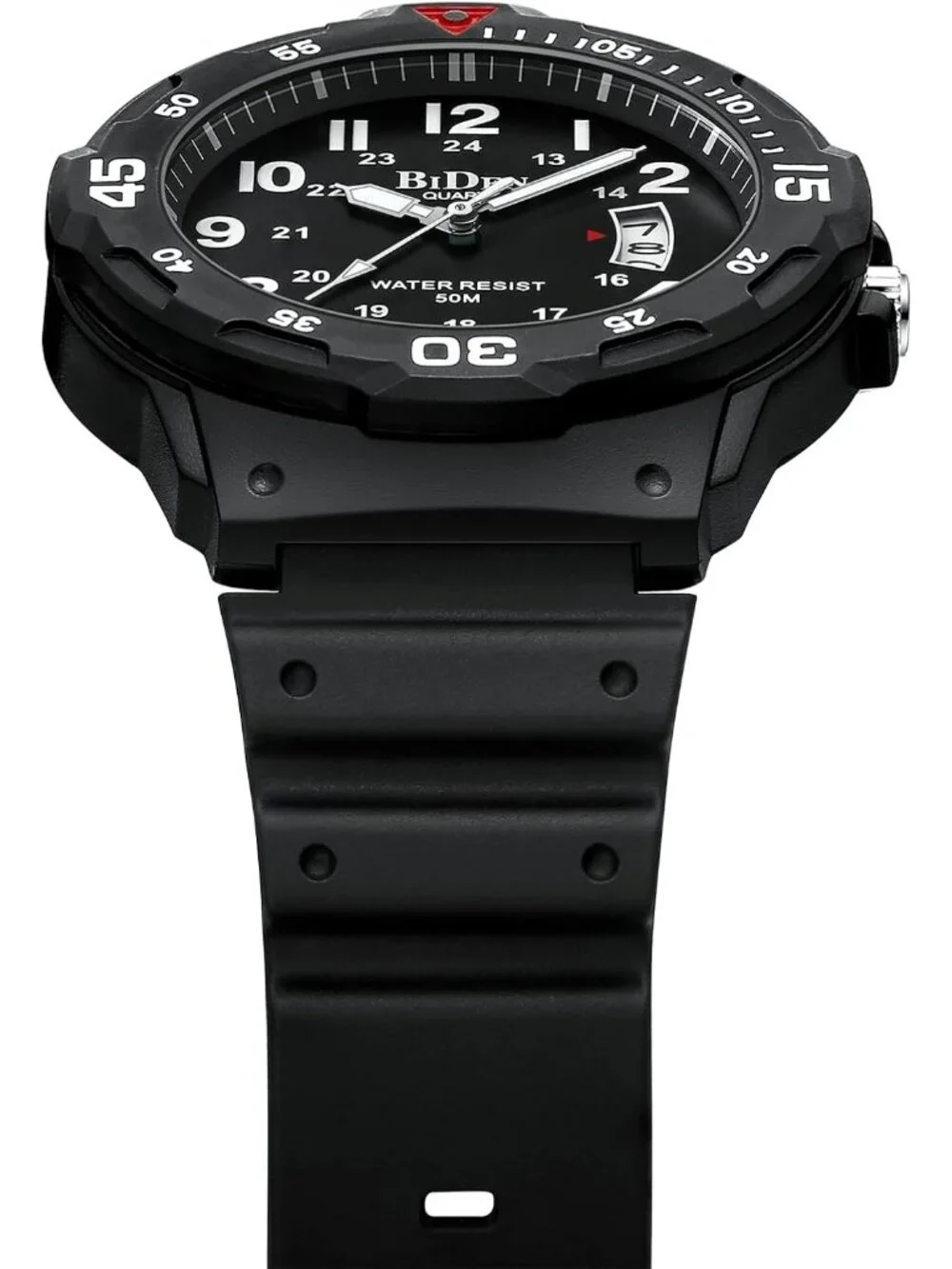 Men's Black Red Stainless Steel Waterproof Analog Quartz Fashion Wrist Watch